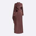 Vestido largo drapeado Cacao