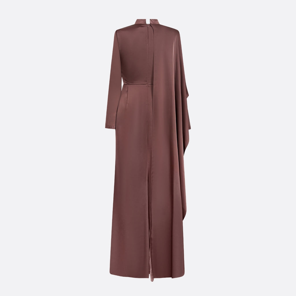 Vestido largo drapeado Cacao