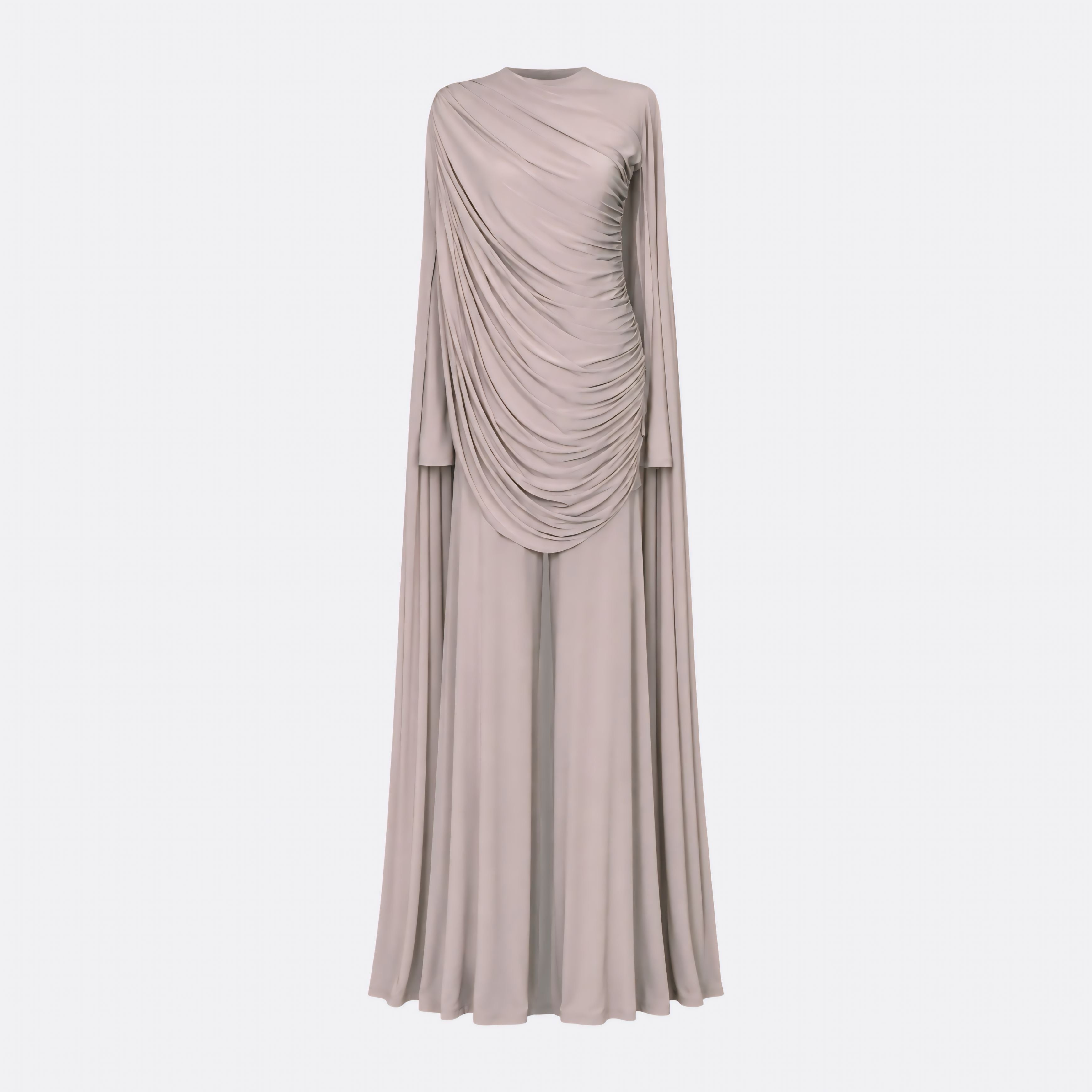 Pantalon drapé beige de LUMYRA, ensemble élégant avec coupe fluide, porté sur un fond neutre dans l'image.