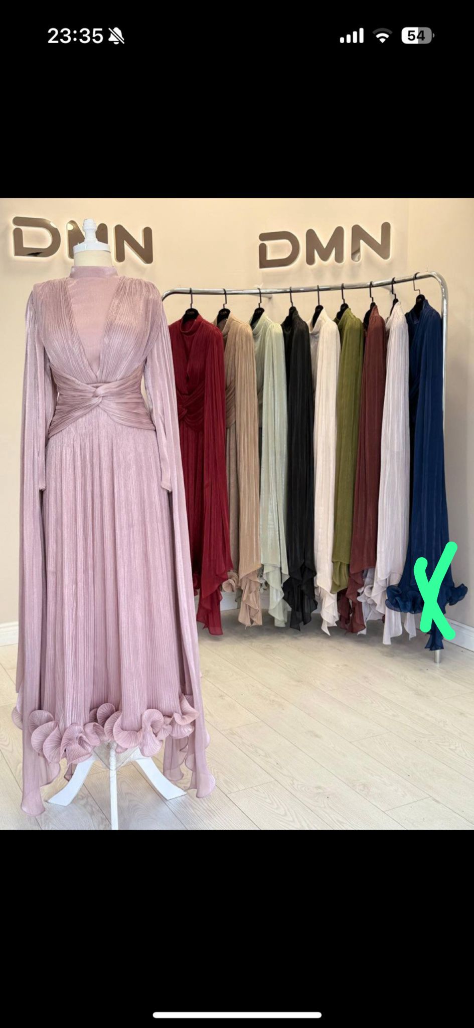 Robe plissée longue – Bleu marine